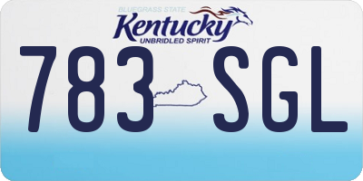 KY license plate 783SGL
