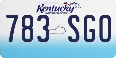 KY license plate 783SGO