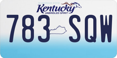 KY license plate 783SQW