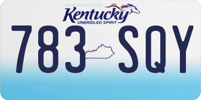 KY license plate 783SQY