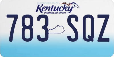 KY license plate 783SQZ