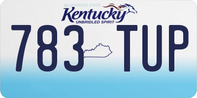 KY license plate 783TUP