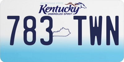 KY license plate 783TWN