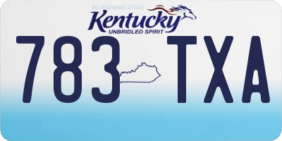 KY license plate 783TXA