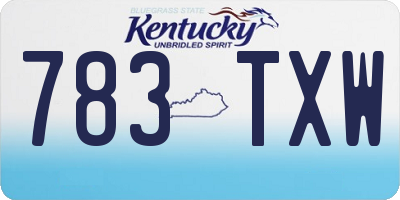 KY license plate 783TXW