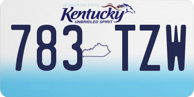KY license plate 783TZW