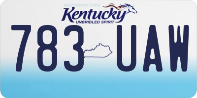 KY license plate 783UAW