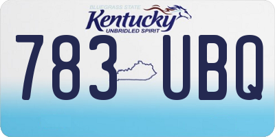 KY license plate 783UBQ