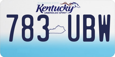 KY license plate 783UBW