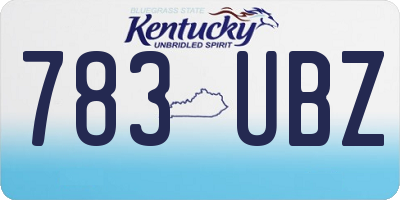 KY license plate 783UBZ