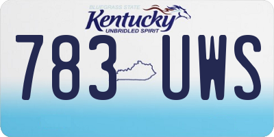 KY license plate 783UWS