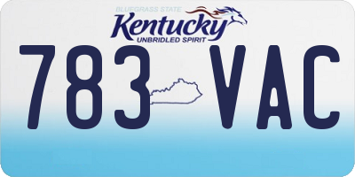 KY license plate 783VAC