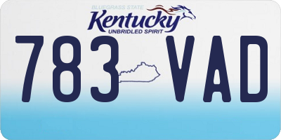 KY license plate 783VAD