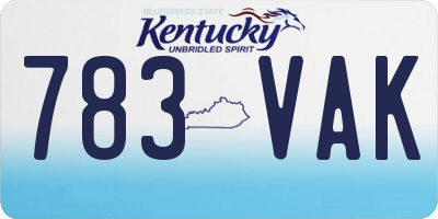 KY license plate 783VAK
