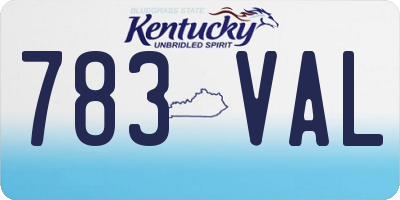 KY license plate 783VAL