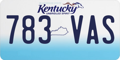 KY license plate 783VAS