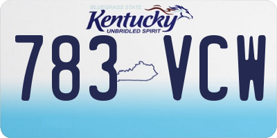 KY license plate 783VCW