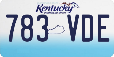 KY license plate 783VDE
