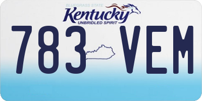 KY license plate 783VEM