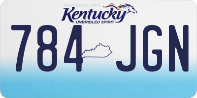 KY license plate 784JGN