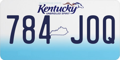 KY license plate 784JOQ