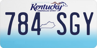 KY license plate 784SGY