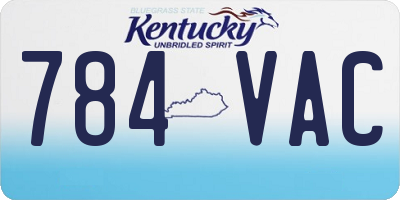 KY license plate 784VAC