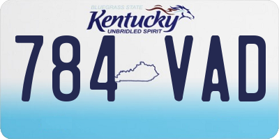 KY license plate 784VAD