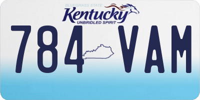 KY license plate 784VAM