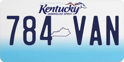 KY license plate 784VAN