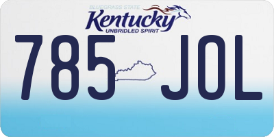 KY license plate 785JOL