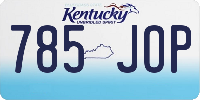 KY license plate 785JOP