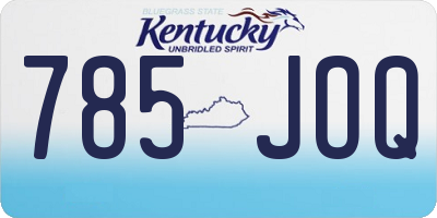 KY license plate 785JOQ