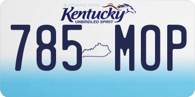 KY license plate 785MOP