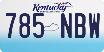 KY license plate 785NBW