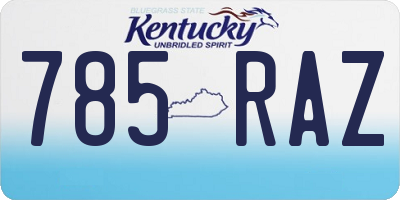 KY license plate 785RAZ