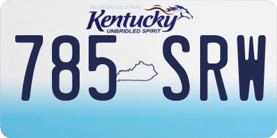 KY license plate 785SRW