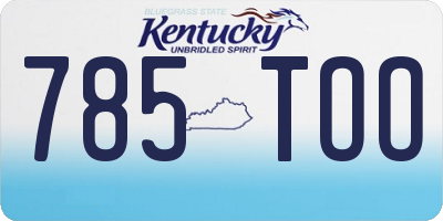 KY license plate 785TOO