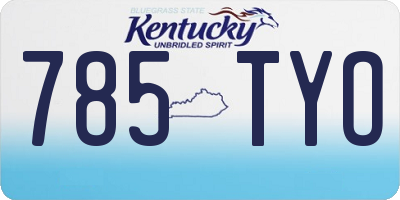 KY license plate 785TYO