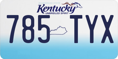 KY license plate 785TYX