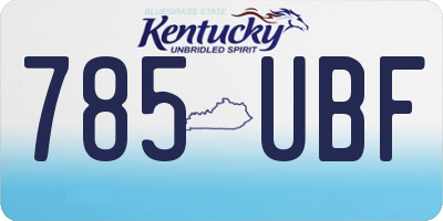 KY license plate 785UBF
