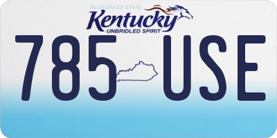 KY license plate 785USE