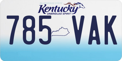 KY license plate 785VAK