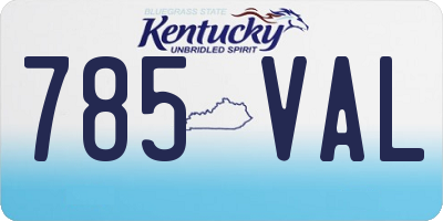 KY license plate 785VAL
