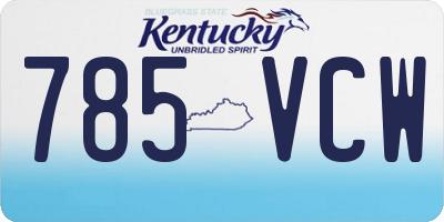 KY license plate 785VCW