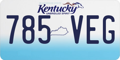 KY license plate 785VEG
