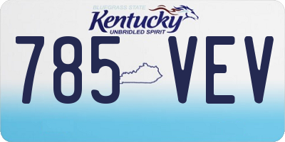 KY license plate 785VEV
