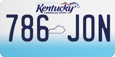 KY license plate 786JON