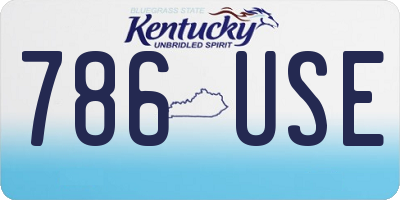 KY license plate 786USE