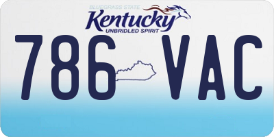 KY license plate 786VAC